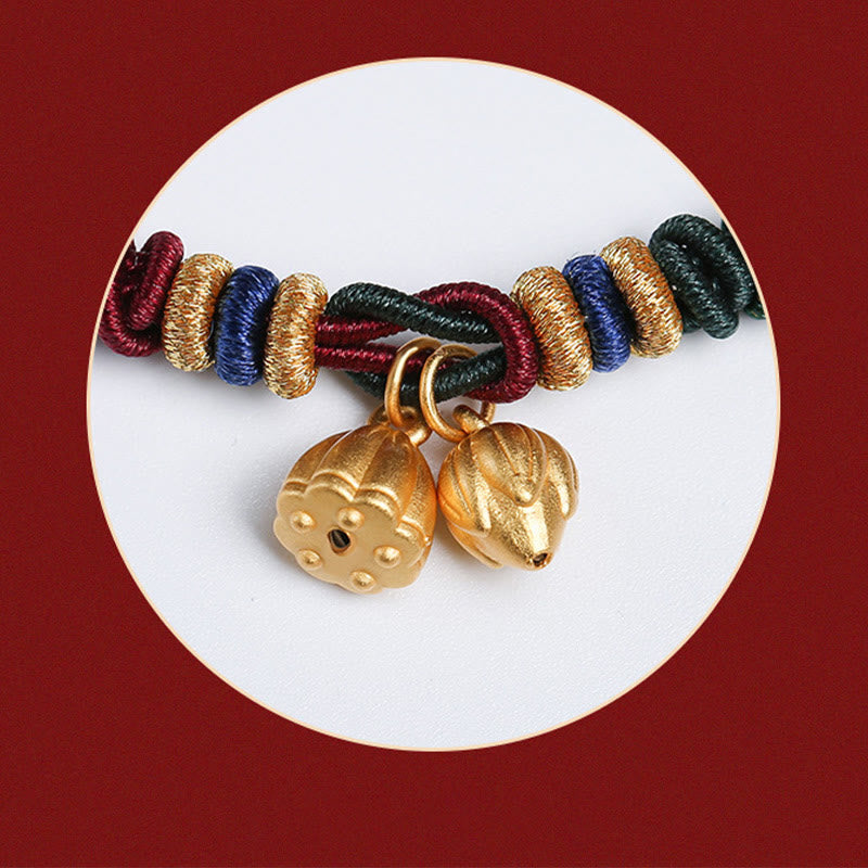 Sterling Silver Lotus Pod Red Green String Bracelet