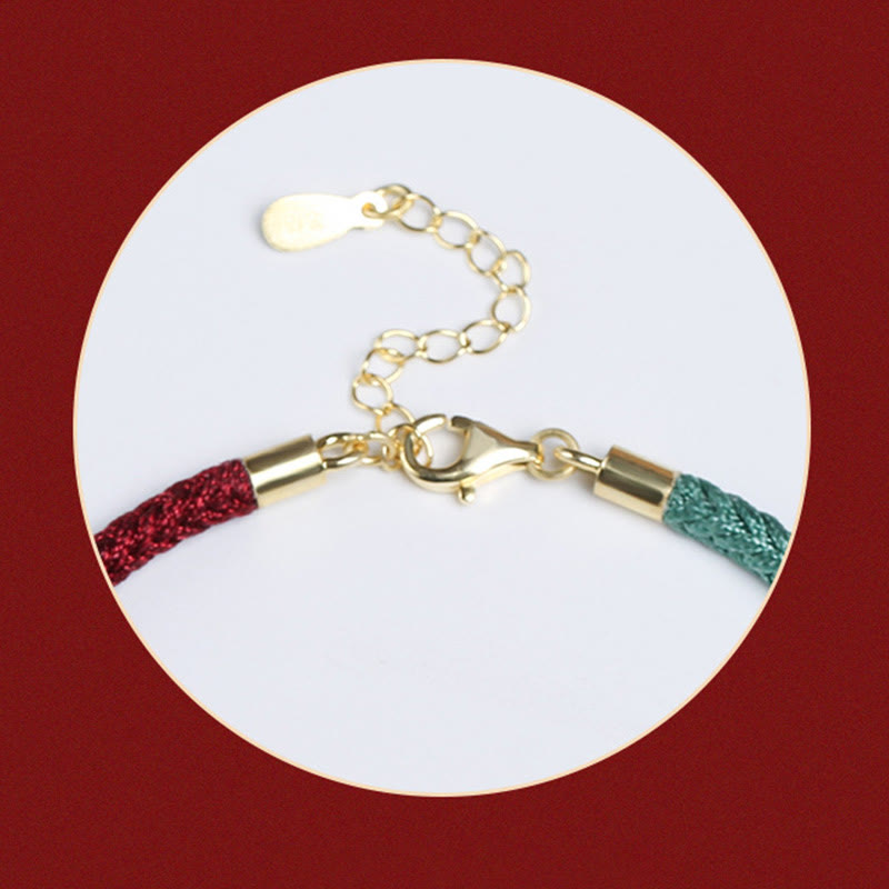 Sterling Silver Lotus Pod Red Green String Bracelet