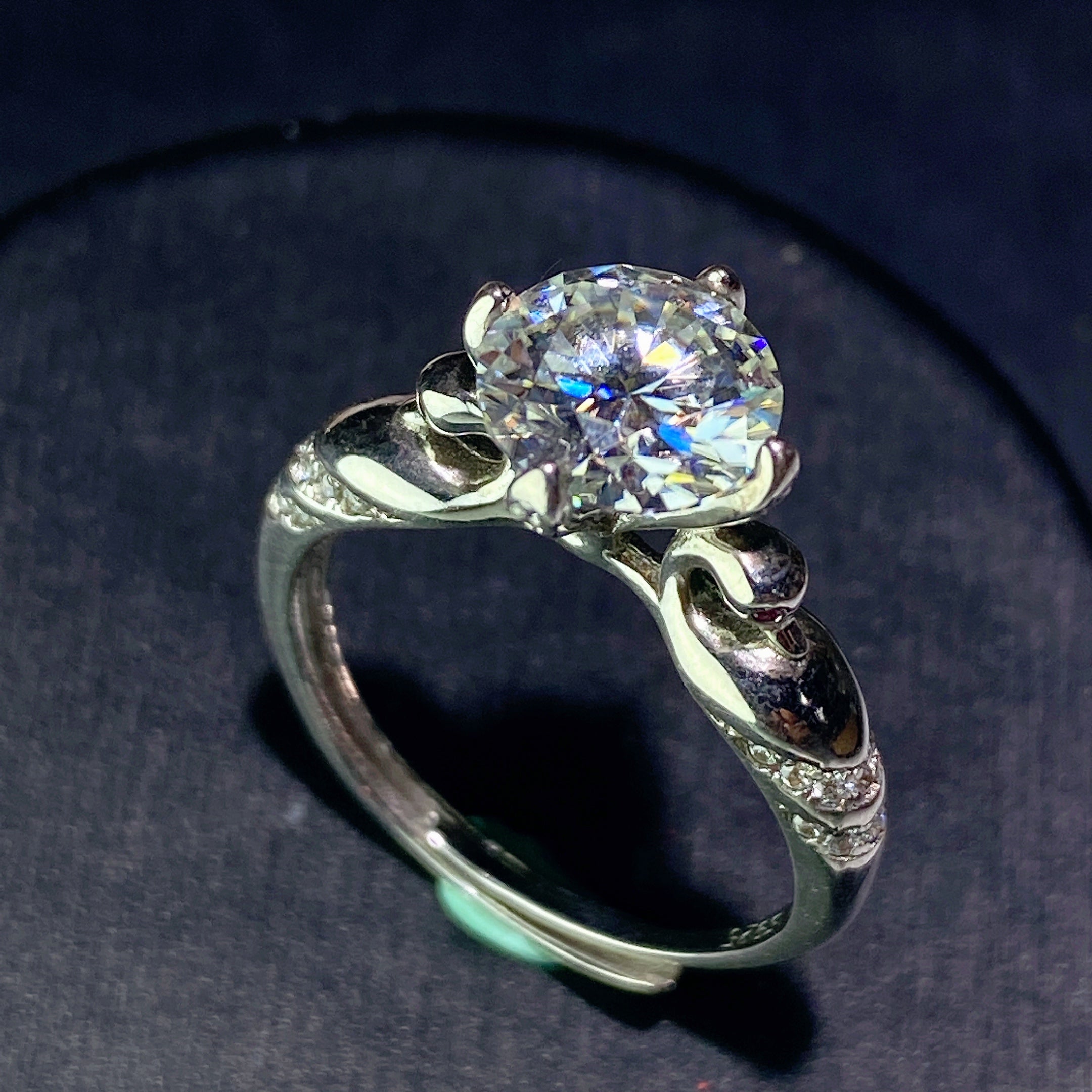 Sterling Silver Moissanite Spiritual Healing Ring 0.5-5ct
