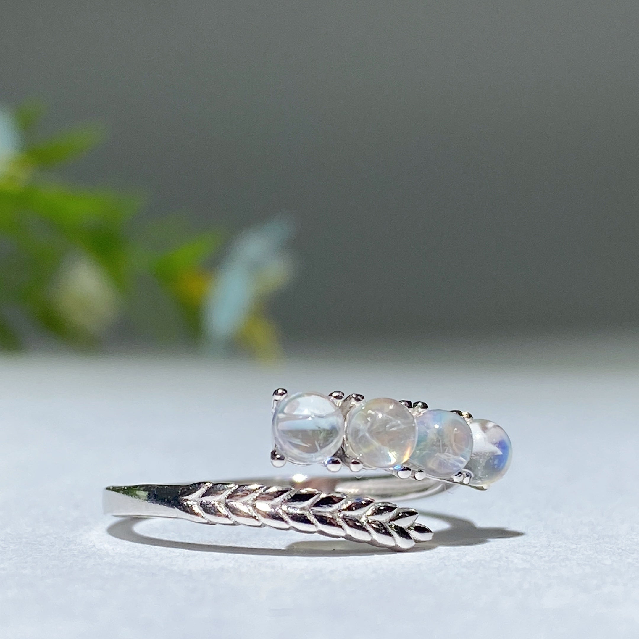 Sterling Silver Moonstone Ring with Healing Properties