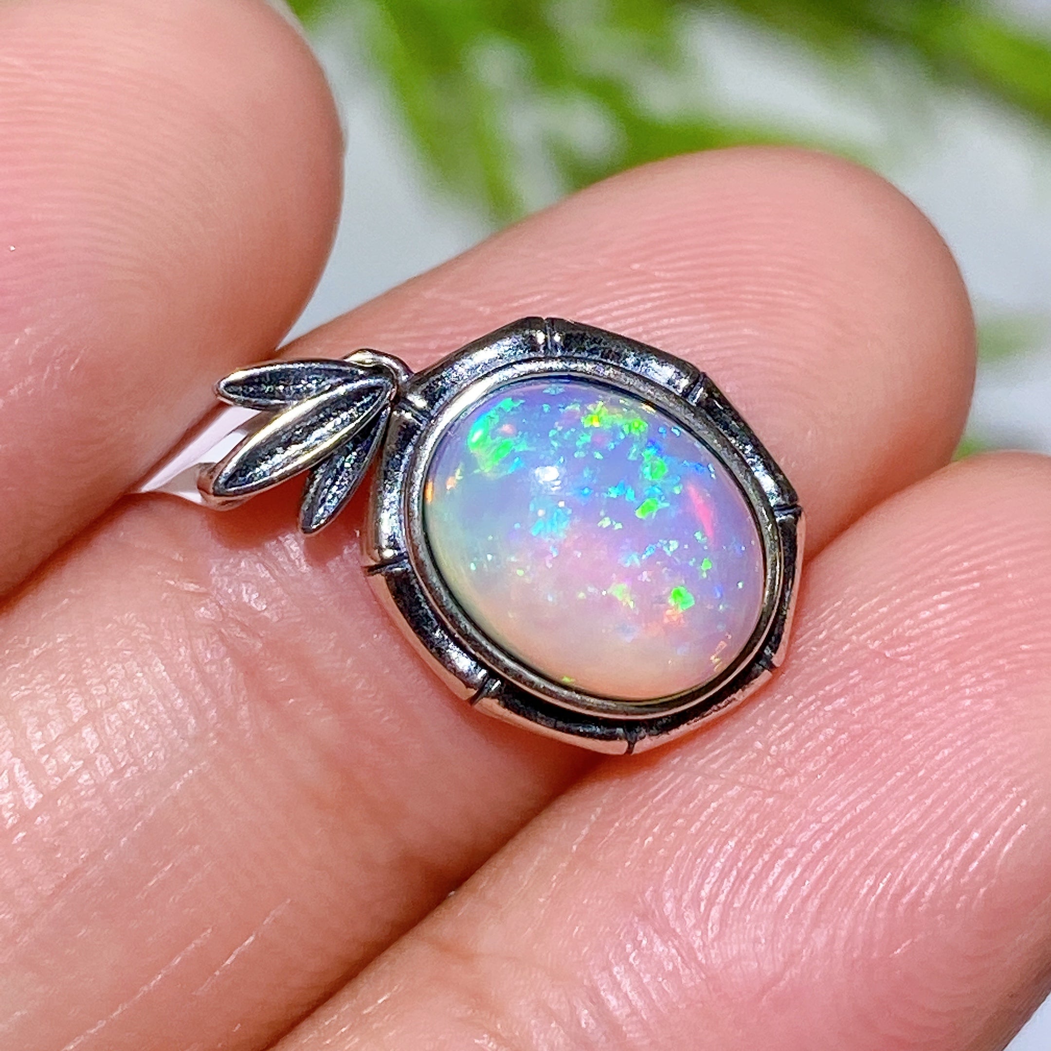Sterling Silver S925 Opal Pendant Healing Necklace