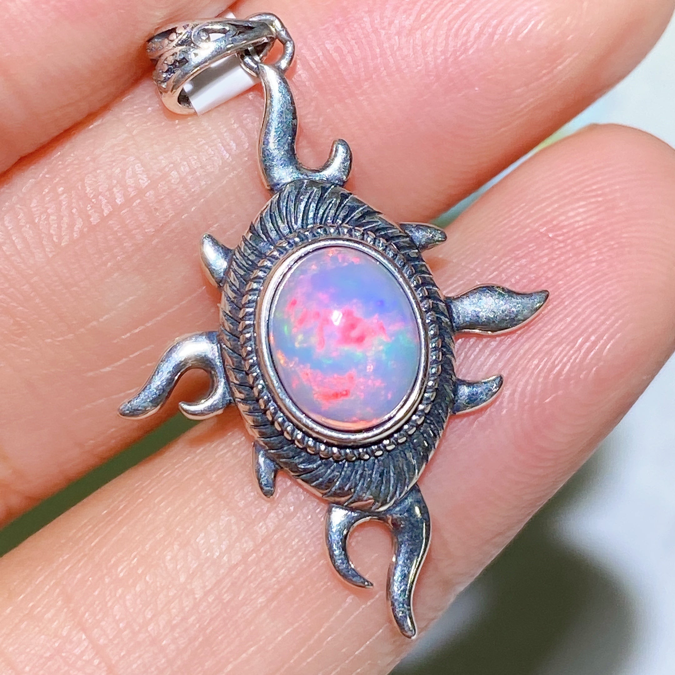 Sterling Silver S925 Opal Pendant Healing Necklace