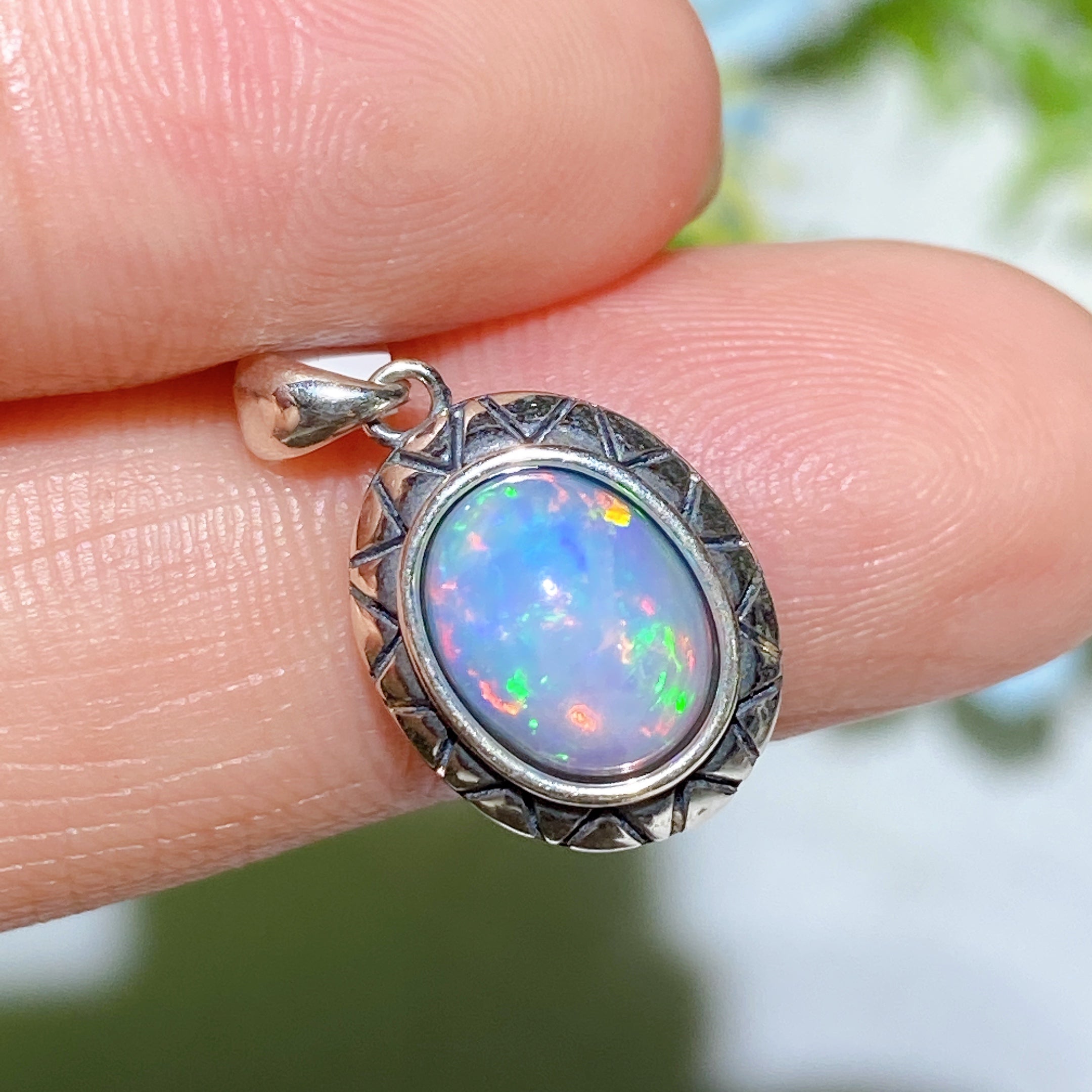 Sterling Silver S925 Opal Pendant Healing Necklace