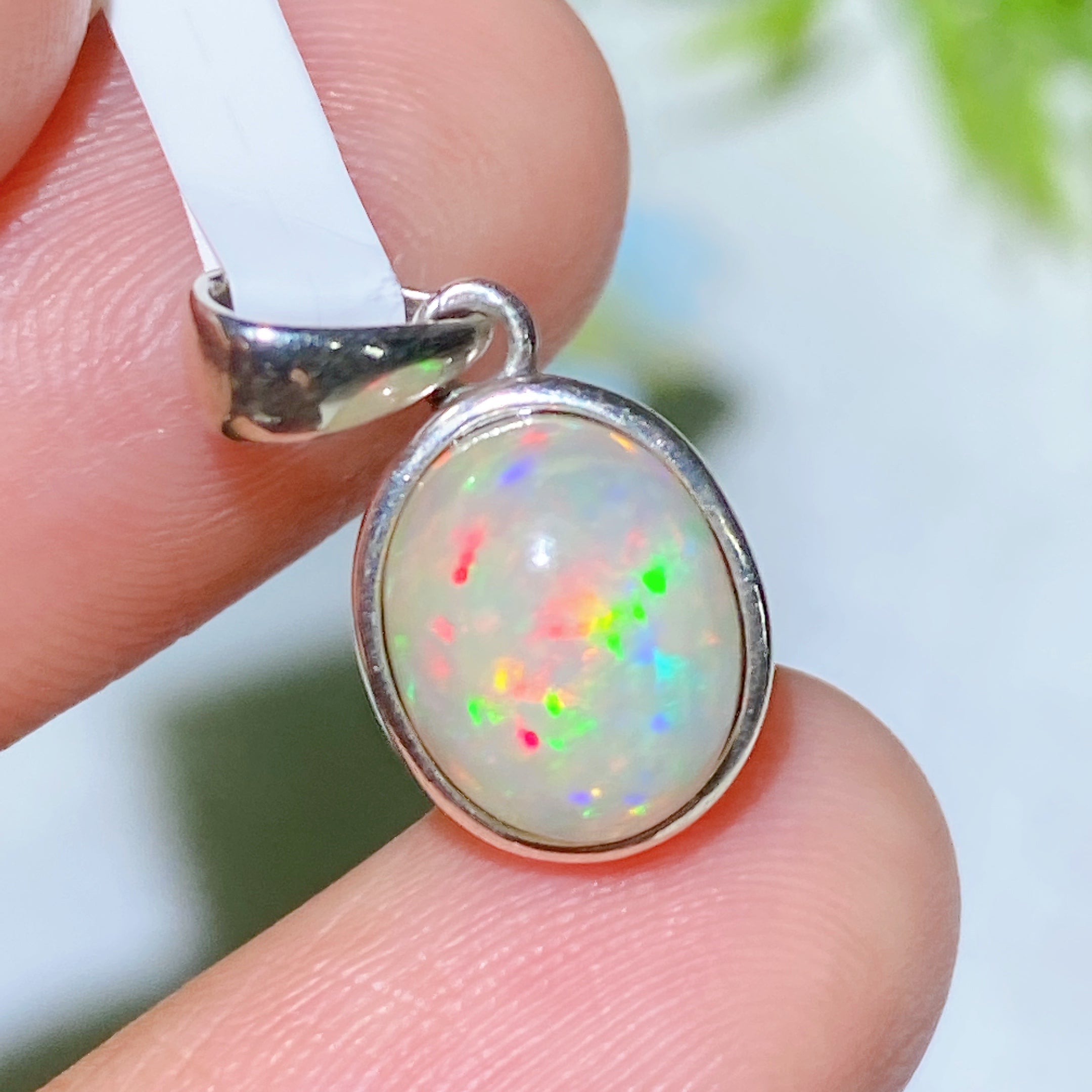 Sterling Silver S925 Opal Pendant Healing Necklace