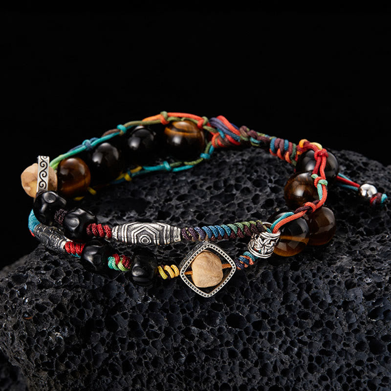 Sterling Silver Tiger Eye Courage Bracelet Handmade Bodhi Seed