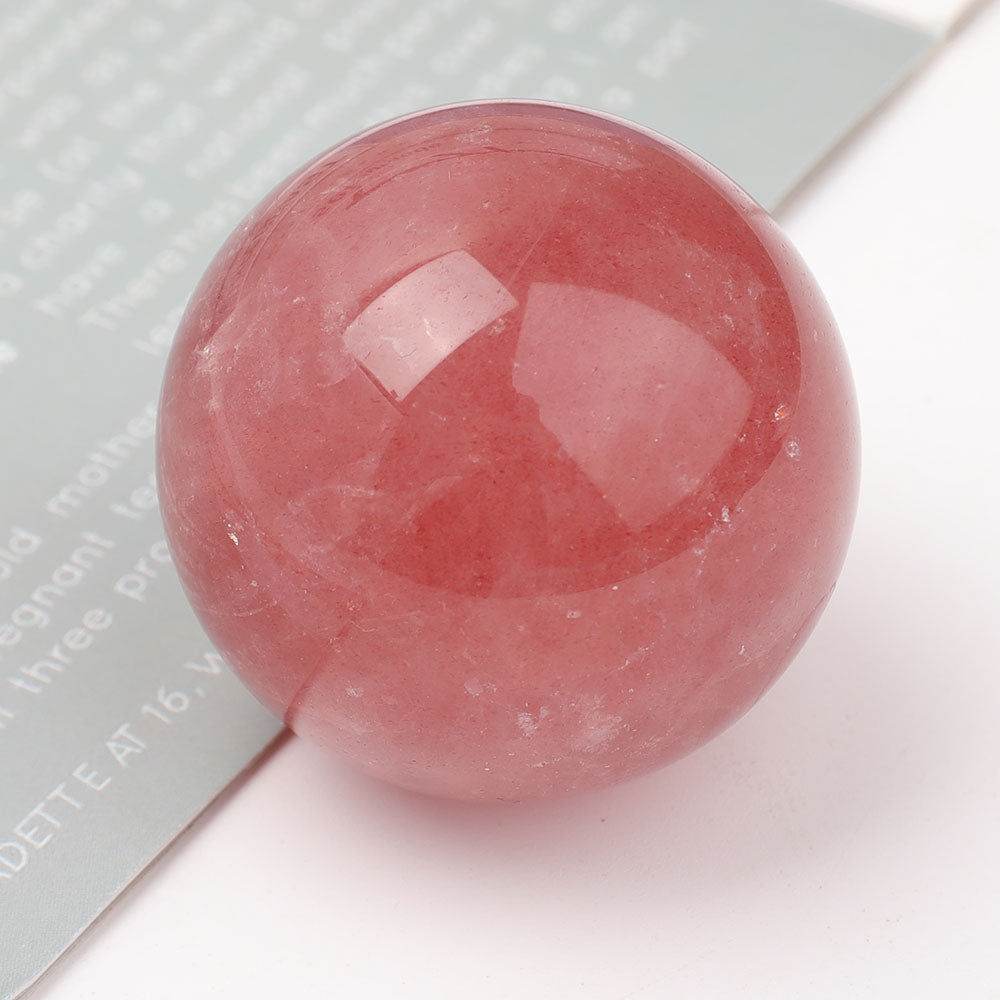 Strawberry Quartz Crystal Sphere 1.9 Inch for Healing