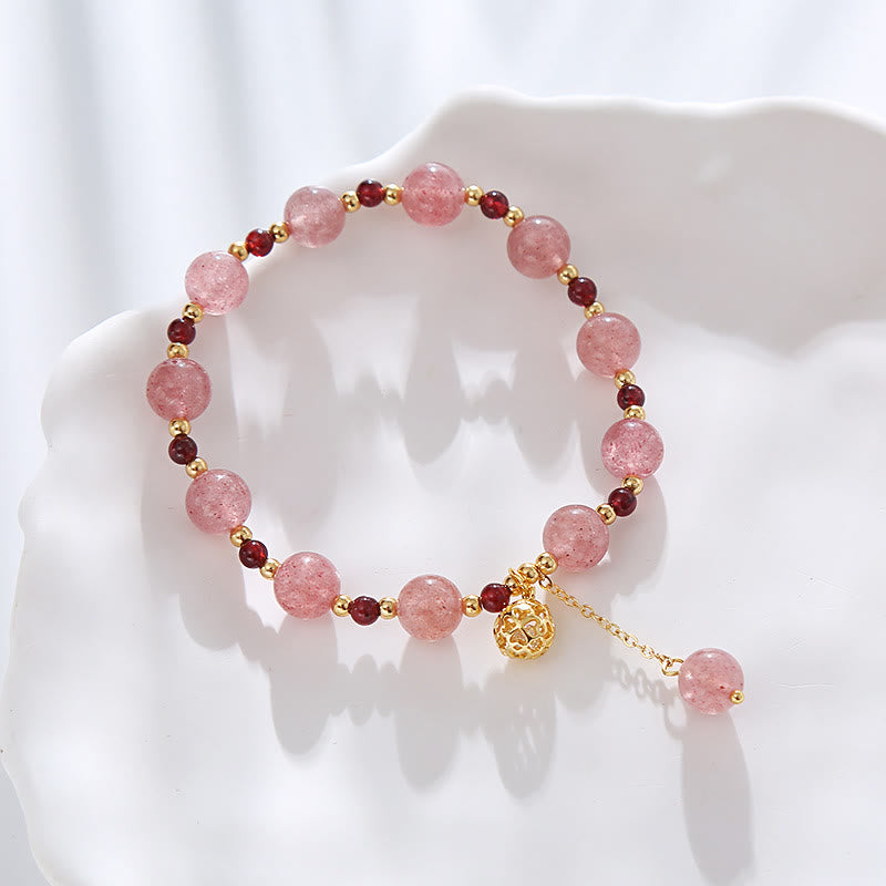 Strawberry Quartz Garnet Bracelet 14-16 cm Wrist