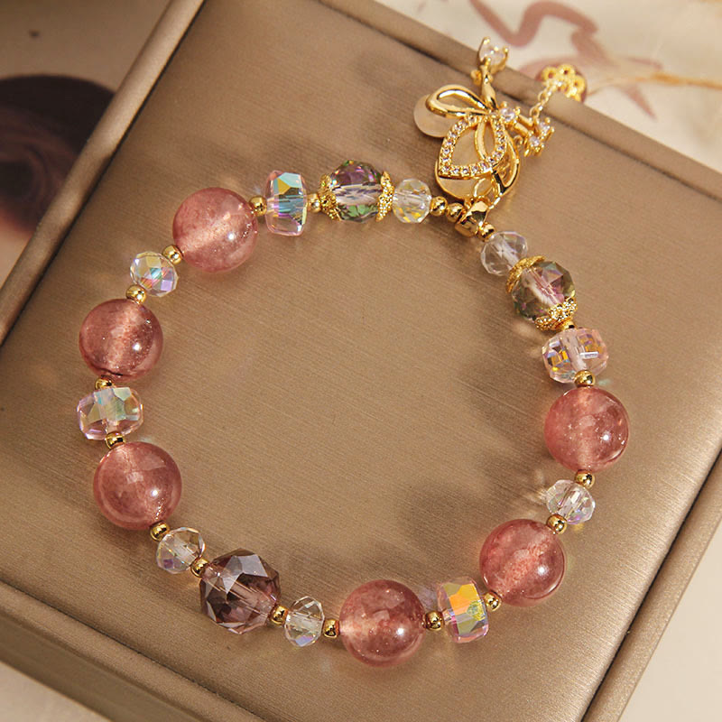 Strawberry Quartz Love & Healing Butterfly Charm Bracelet