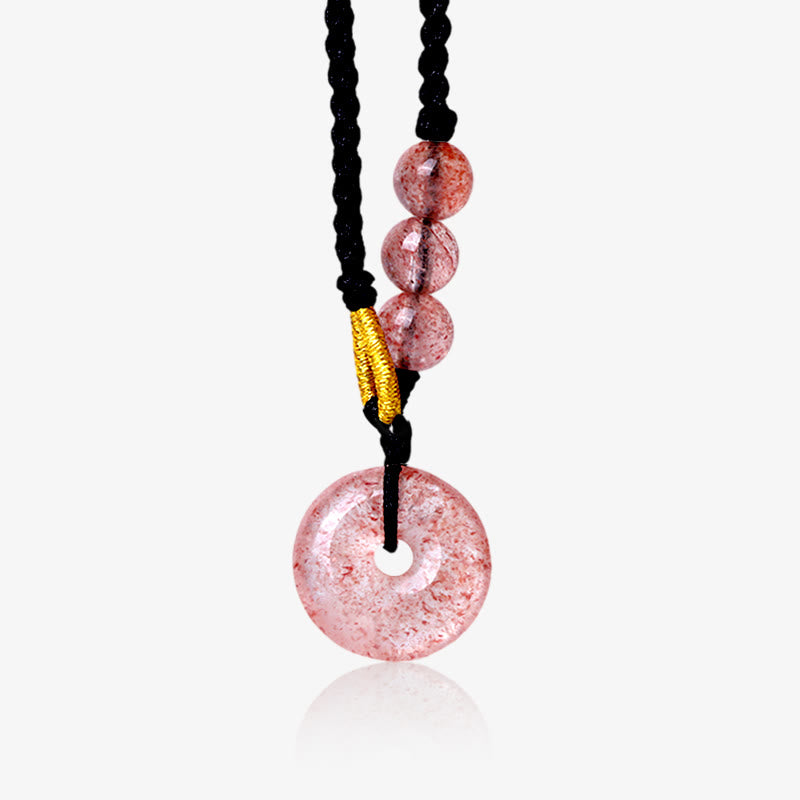 Strawberry Quartz Peace Buckle Healing Necklace 45cm