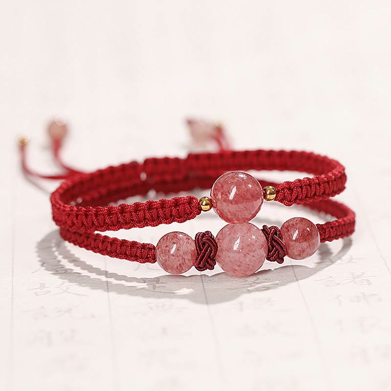Strawberry Quartz Red String Bracelet for Love & Healing