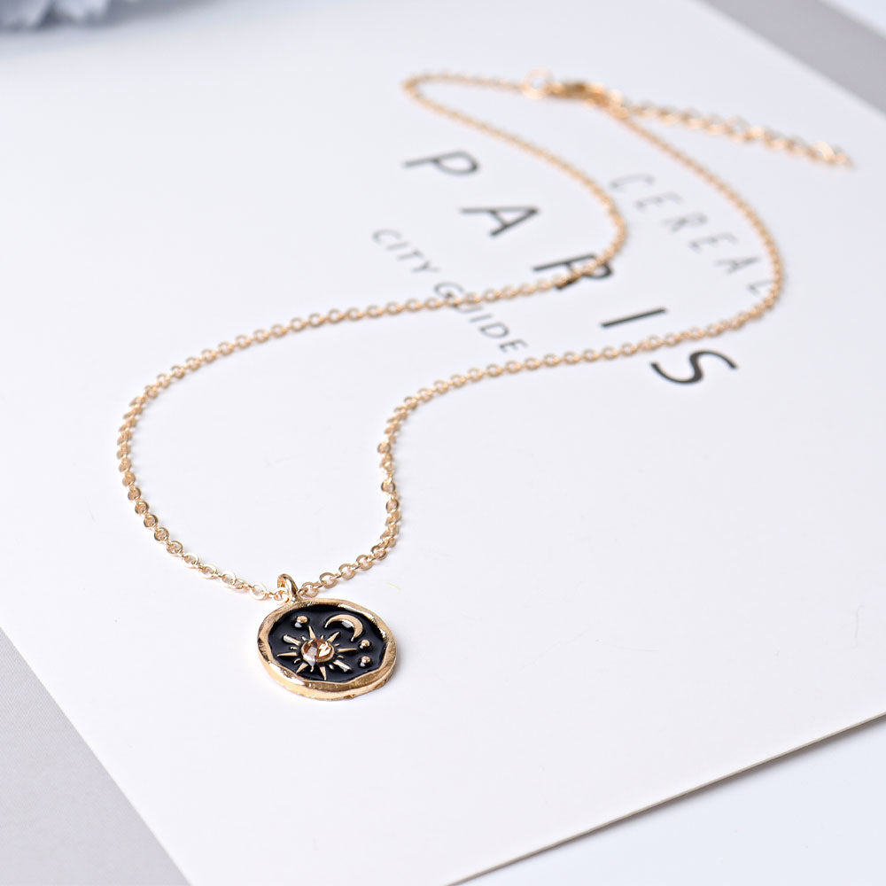 Sun Moon Citrine Necklace with Silver or Gold Chain