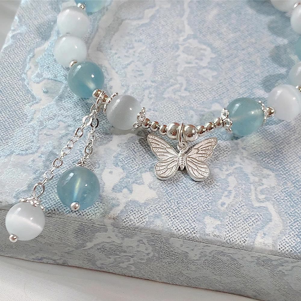 Support Aquamarine Butterfly Chakra Bracelet Healing Sounds