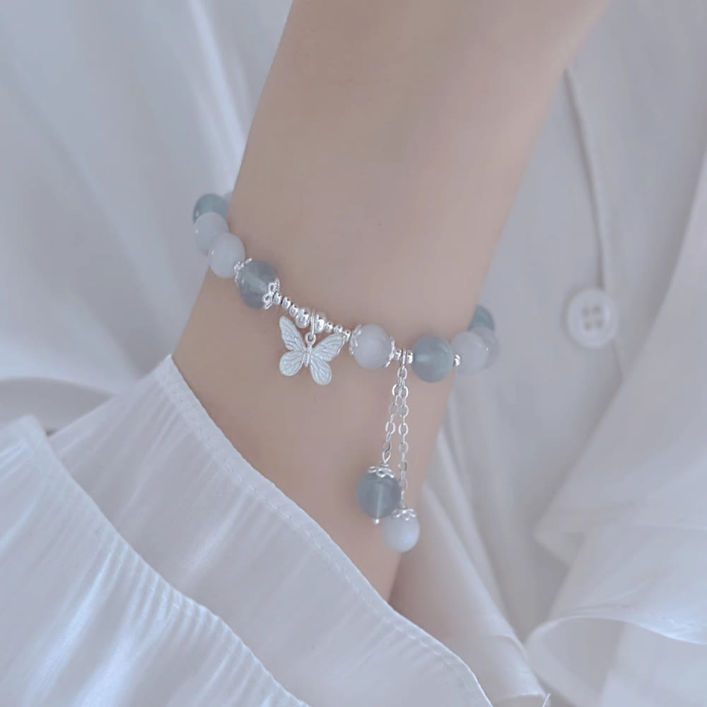 Support Aquamarine Butterfly Chakra Bracelet Healing Sounds