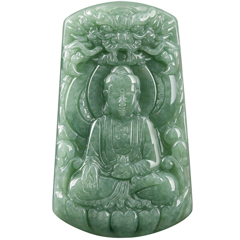 Tathagata Jade Amulet Necklace with Dragon & Buddha Symbol