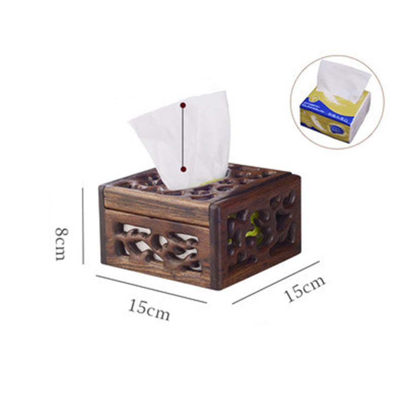 Teak Wood Retro Zen Tissue Box 21x13.5x5.5cm | Vintage Decor