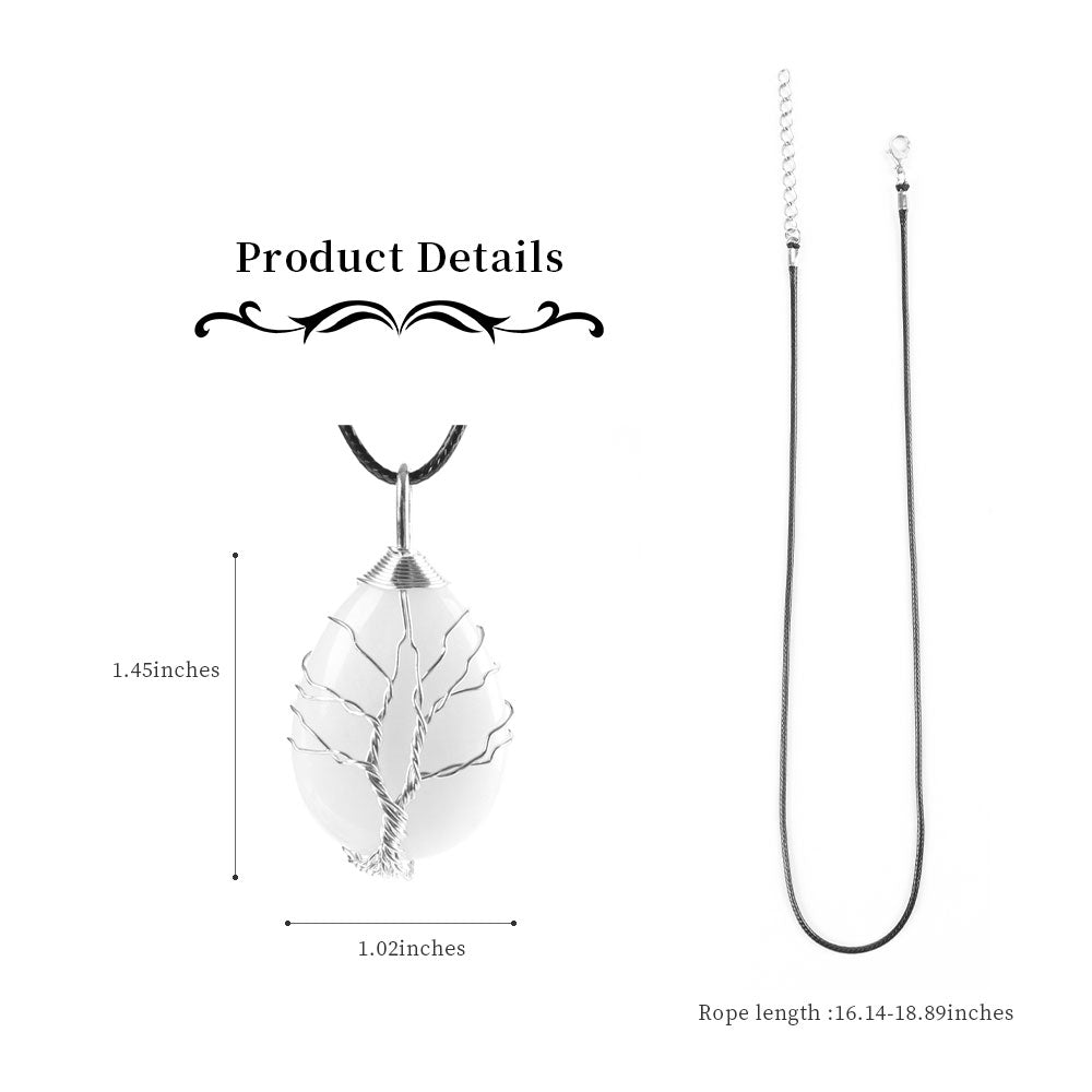Teardrop Tree of Life Pendant with Copper Wire & Chakra Stones