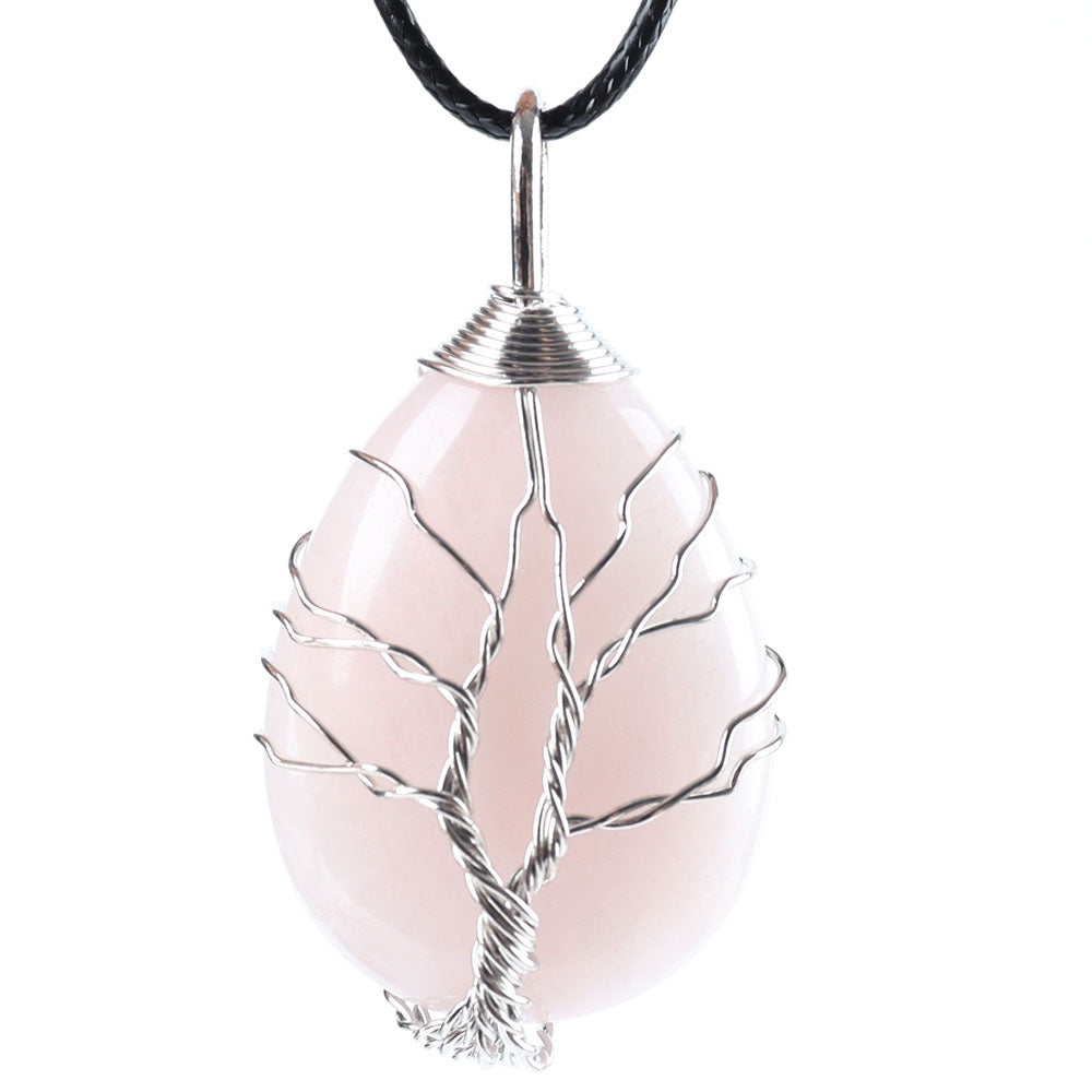 Teardrop Tree of Life Pendant with Copper Wire & Chakra Stones