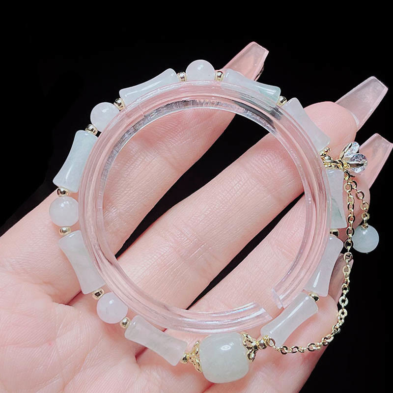 Tianshan White Jade Luck Blessing Bamboo Bracelet
