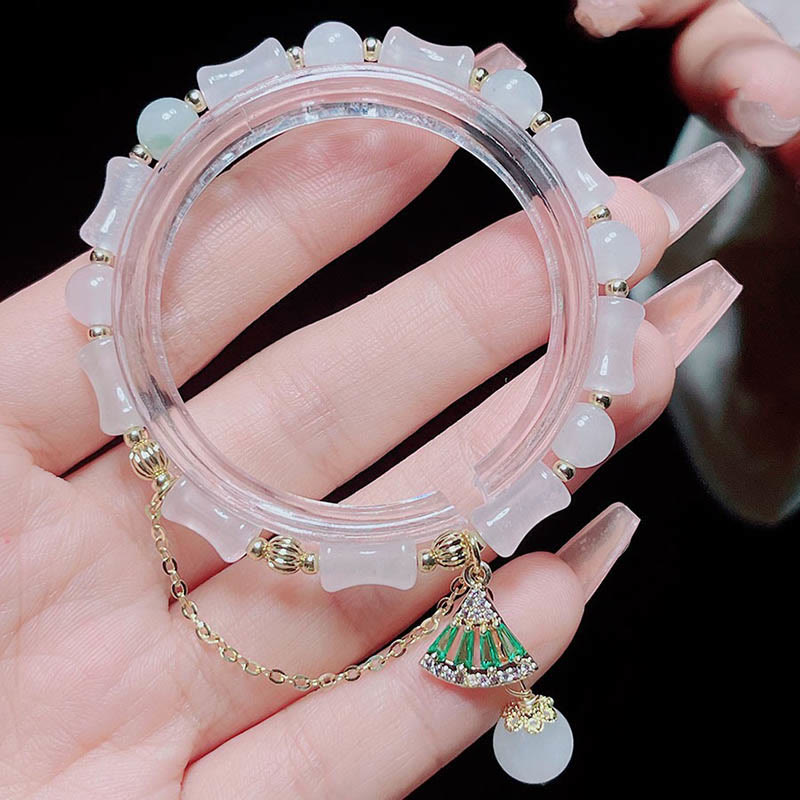 Tianshan White Jade Luck Blessing Bamboo Bracelet
