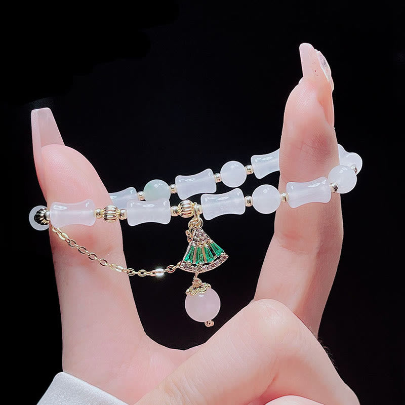 Tianshan White Jade Luck Blessing Bamboo Bracelet