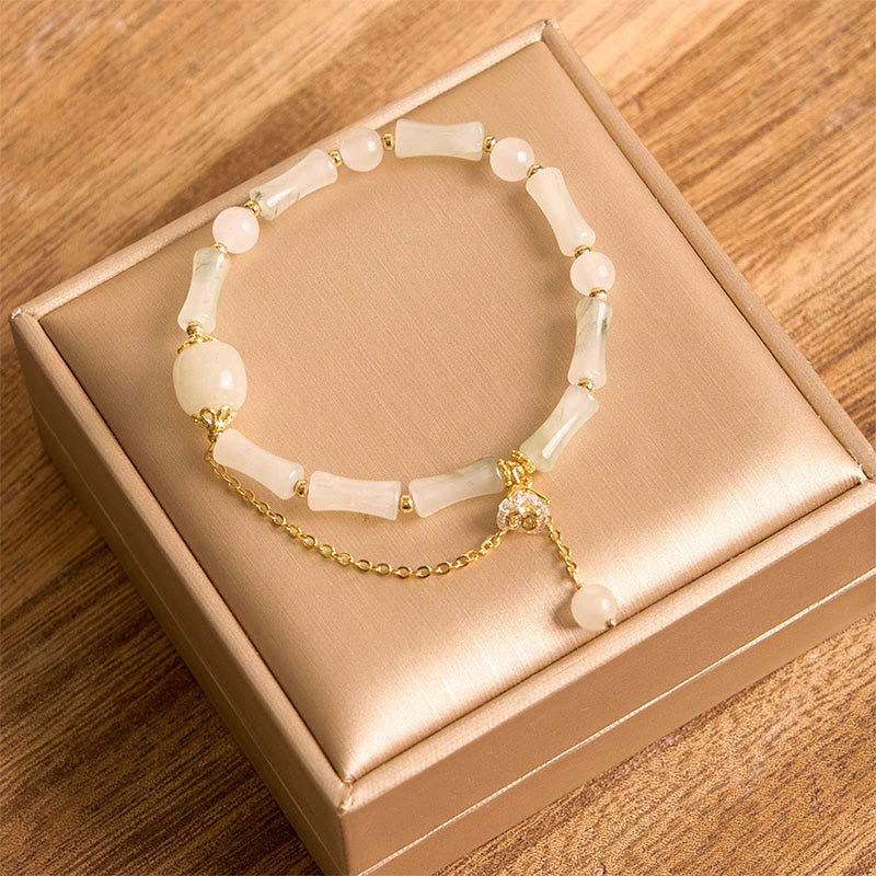 Tianshan White Jade Luck Blessing Bamboo Bracelet