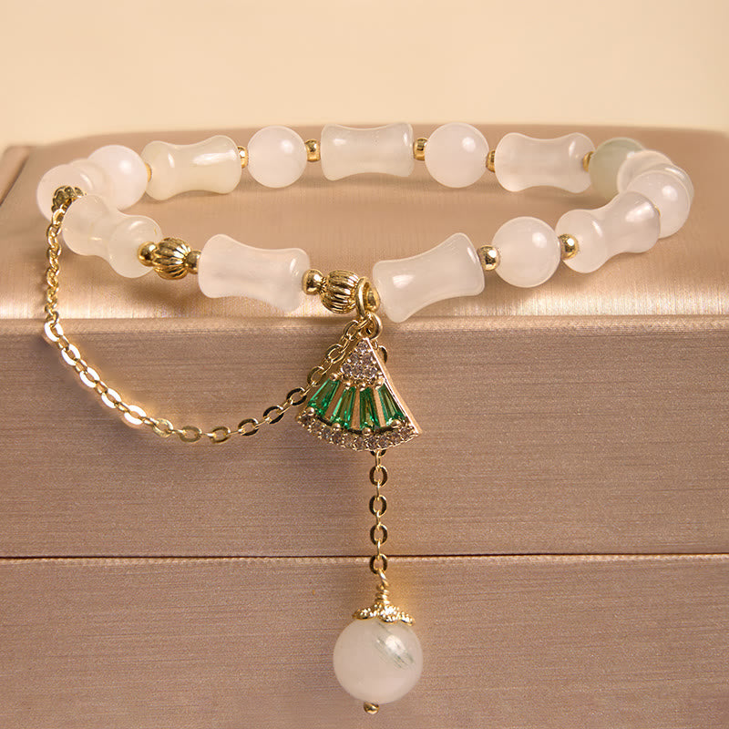 Tianshan White Jade Luck Blessing Bamboo Bracelet