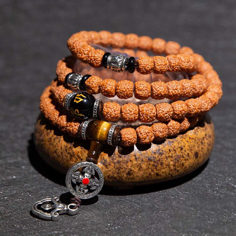 Tibet 108 Beads Bodhi Seed Zodiac Charm Mala Bracelet
