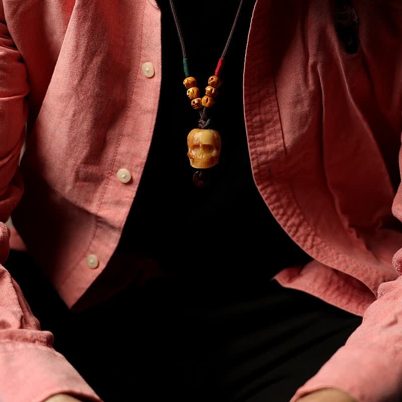 Tibetan Camel Bone Skull Protection Necklace 50cm Unisex