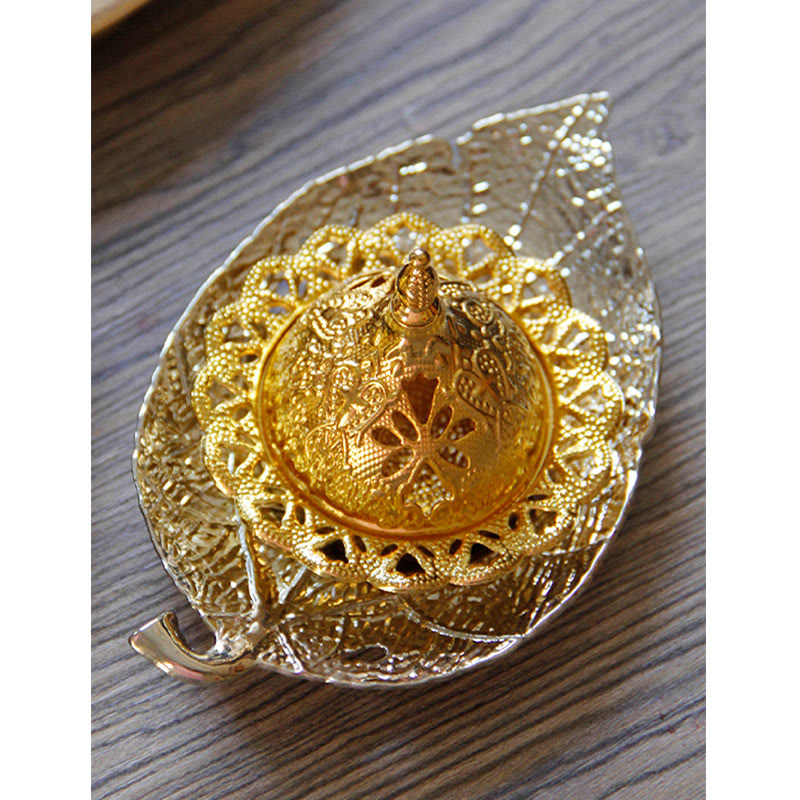 Tibetan Gold Leaf Incense Burner | Mini Meditation Coaster