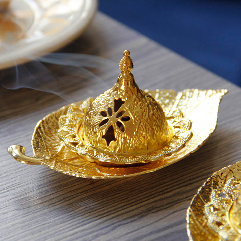 Tibetan Gold Leaf Incense Burner | Mini Meditation Coaster