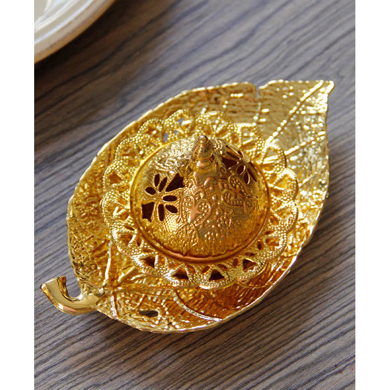 Tibetan Gold Leaf Incense Burner | Mini Meditation Coaster