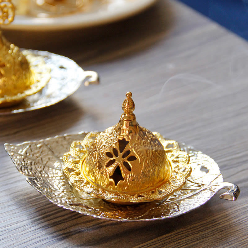 Tibetan Gold Leaf Incense Burner | Mini Meditation Coaster