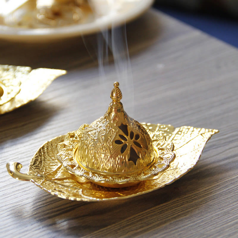 Tibetan Gold Leaf Incense Burner | Mini Meditation Coaster
