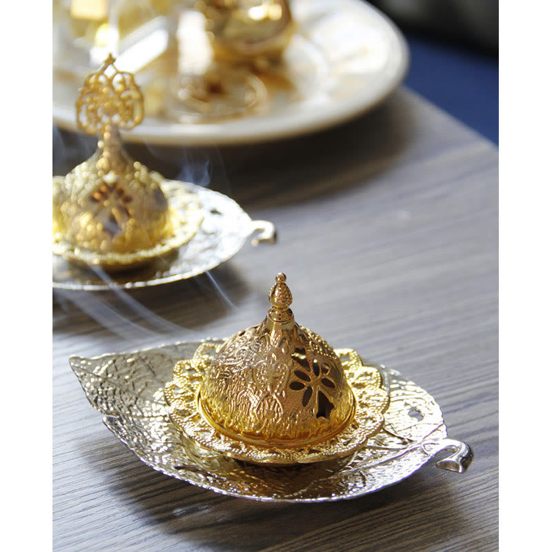 Tibetan Gold Leaf Incense Burner | Mini Meditation Coaster