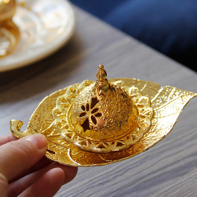 Tibetan Gold Leaf Incense Burner | Mini Meditation Coaster