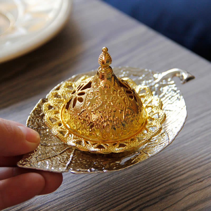 Tibetan Gold Leaf Incense Burner | Mini Meditation Coaster