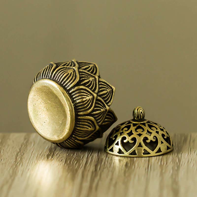 Tibetan Mini Lotus Pattern Copper Incense Burner