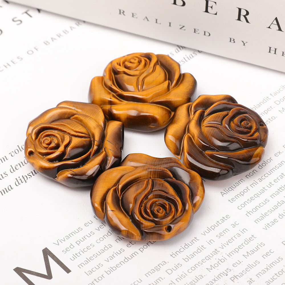 Tiger Eye 3cm Rose Carving Figurine for Meditation
