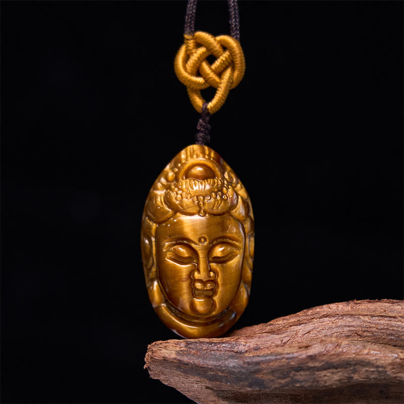 Tiger Eye Avalokitesvara Strength Necklace 6mm Beads