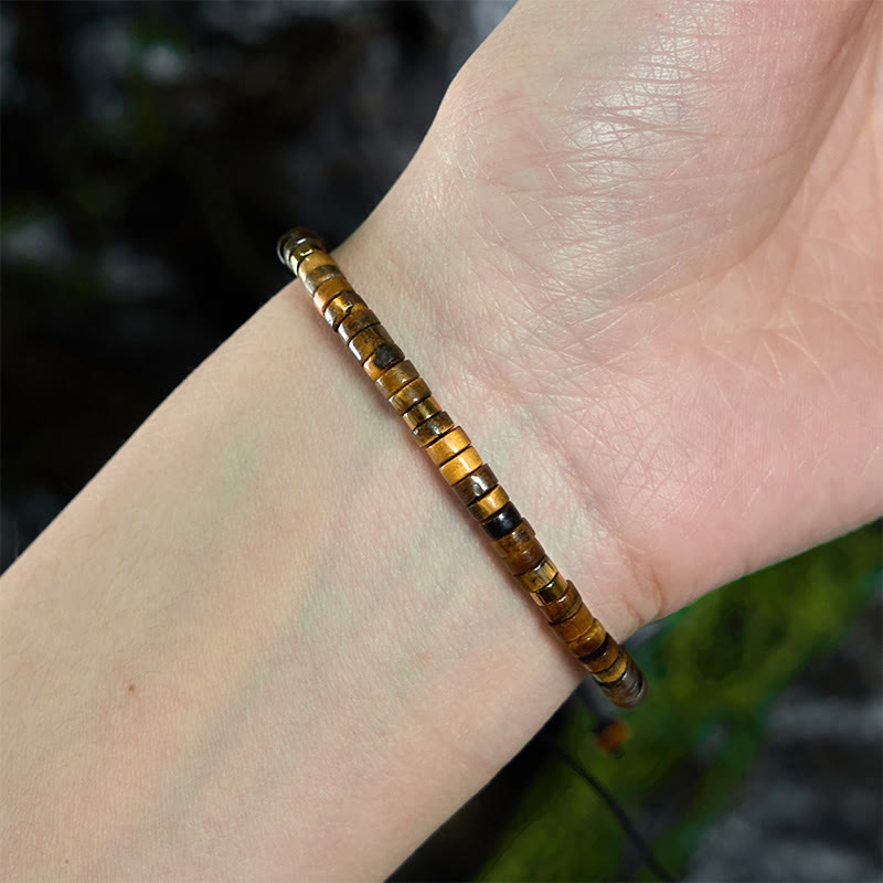 Tiger Eye Courage Bracelet with 4x2mm Spacer Beads Protection