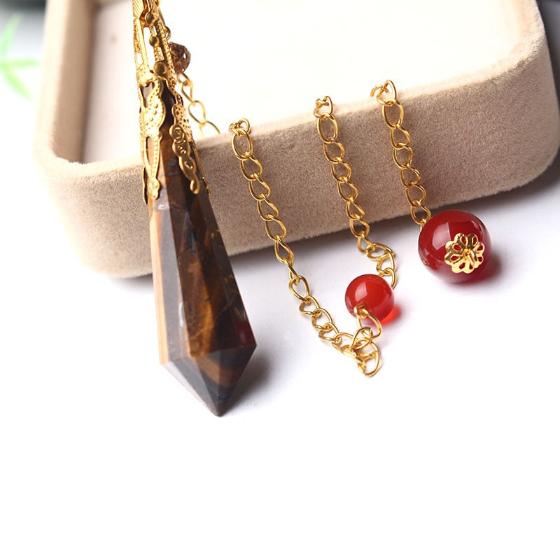 Tiger Eye Crystal Pendulum for Protection and Luck