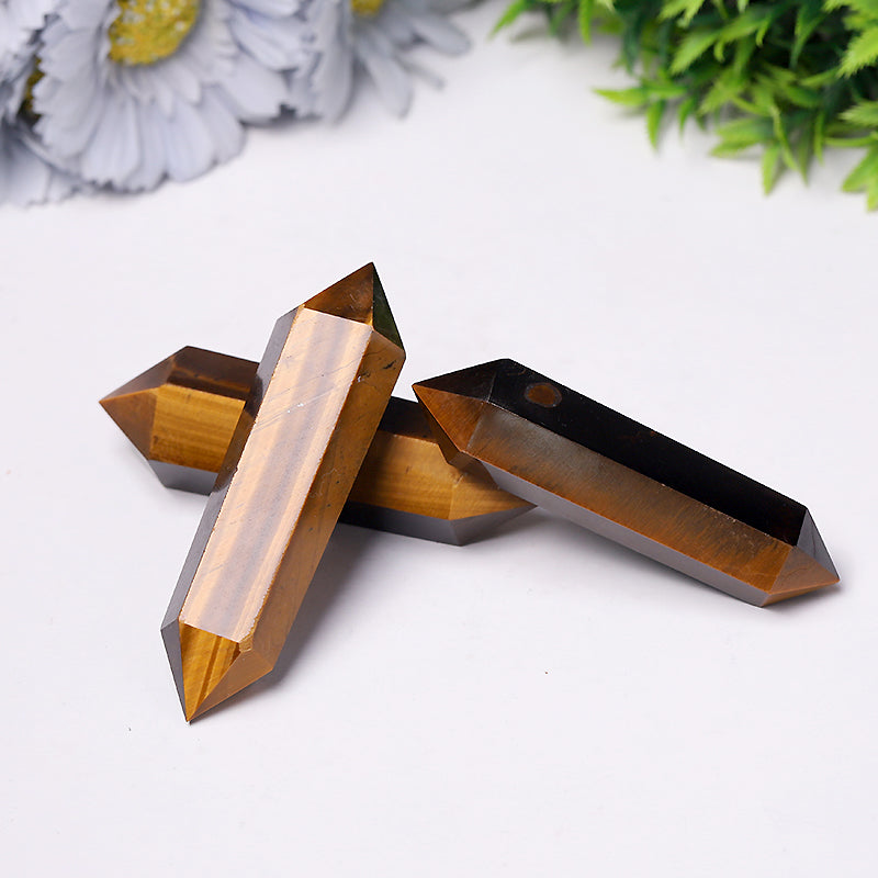 Tiger Eye Double Point Crystal Wand 2.4-4.5 inch Healing Tower