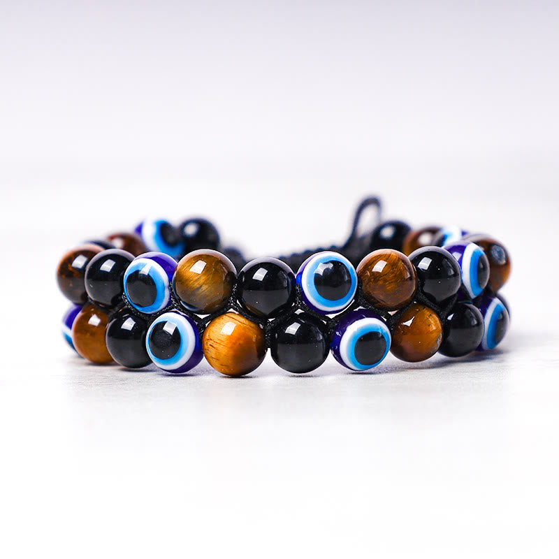 Tiger Eye Evil Eye Protection Bracelet 8mm Beads Classic