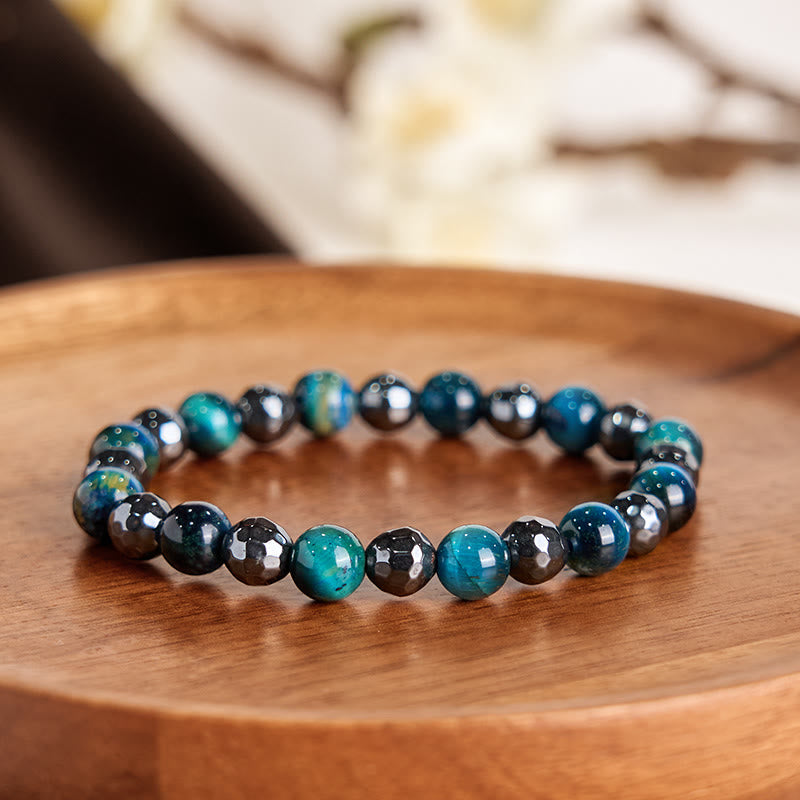 Tiger Eye and Hematite Protection Bracelet Set 8mm
