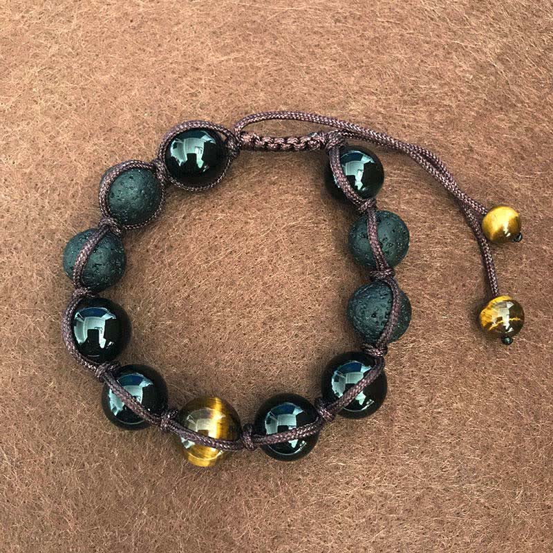 Tiger Eye Lava Rock Support Healing Bracelet Unisex