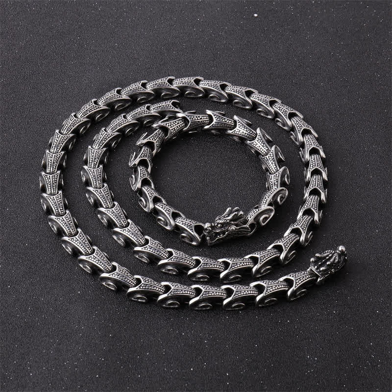 Titanium Steel Dragon Protection Necklace Pendant Bracelet