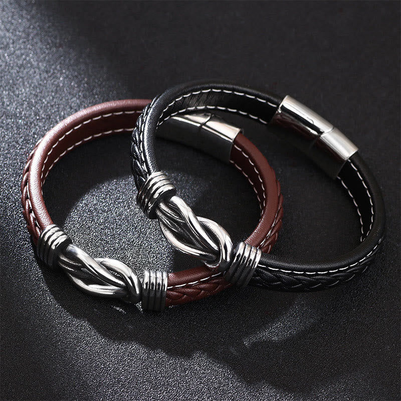 Titanium Steel Leather Strength Bracelet | Unisex Lotus Jewelry