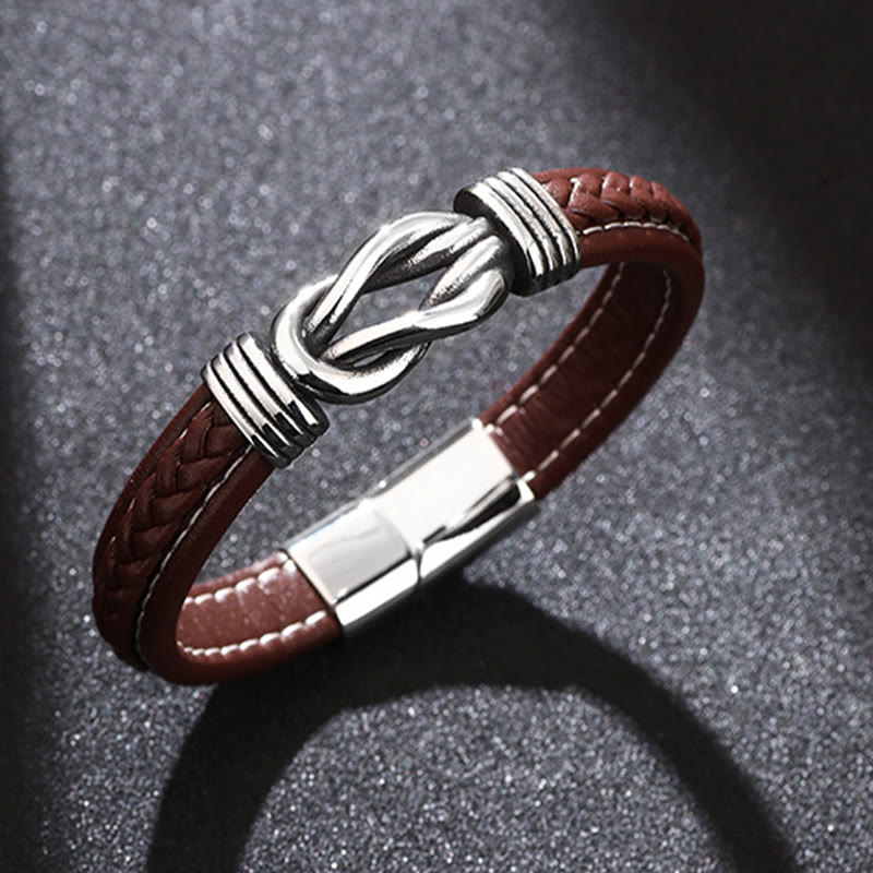 Titanium Steel Leather Strength Bracelet | Unisex Lotus Jewelry