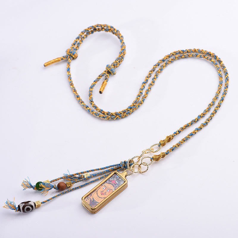 Titanium Steel Necklace with Five Gods of Wealth Pendant