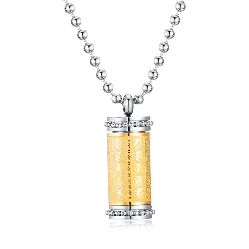 Titanium Steel Prayer Wheel Necklace | Balance Spiritual Pendant